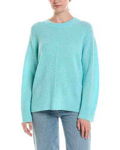 Forte Cashmere Rib Easy Crewneck Cashmere Sweater In Blue