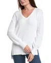 Forte Cashmere Rib High-low V-neck Shirt In White