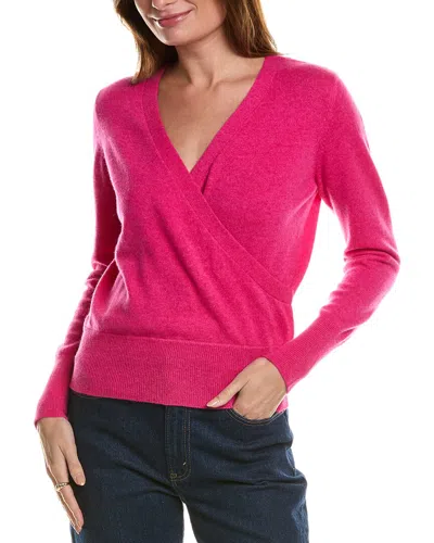 Forte Cashmere Rib Surplice Cashmere Pullover In Pink