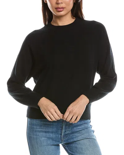 Forte Cashmere Rib Trim Cashmere Sweatshirt In Black