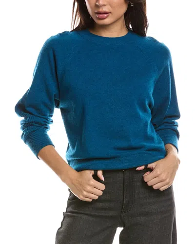 Forte Cashmere Rib Trim Cashmere Sweatshirt In Blue