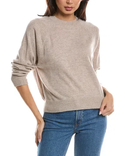 Forte Cashmere Rib Trim Cashmere Sweatshirt In Brown