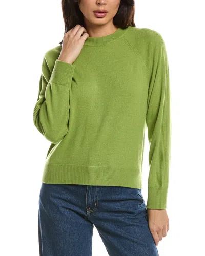 Forte Cashmere Rib Trim Cashmere Sweatshirt In Green