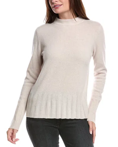 Forte Cashmere Rib Trim Funnel Neck Cashmere Sweater In Neutral