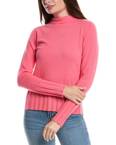 Forte Cashmere Rib Trim Funnel Neck Cashmere Sweater In Pink