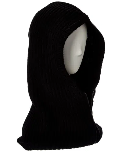 Forte Cashmere Rib Zip Wool & Cashmere-blend Hood In Black