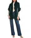 Forte Cashmere Ruffle Cashmere Wrap In Green