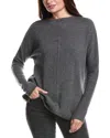 Forte Cashmere Seamed Easy Funnel Neck Cashmere Sweater In Black