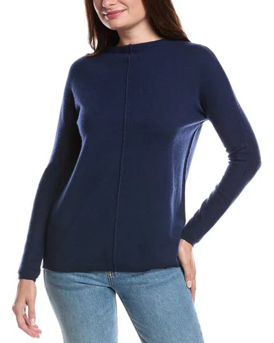 Forte Cashmere Seamed Easy Funnel Neck Cashmere Sweater In Blue