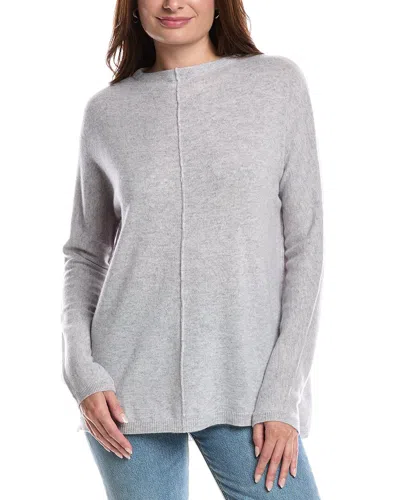 Forte Cashmere Seamed Easy Funnel Neck Cashmere Sweater In Gray