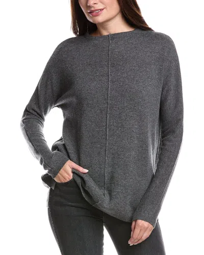 Forte Cashmere Seamed Easy Funnel Neck Cashmere Sweater In Gray