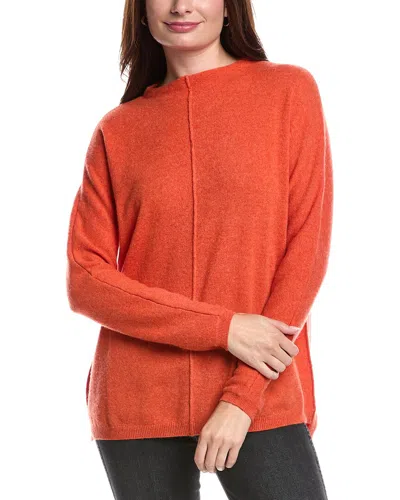 Forte Cashmere Seamed Easy Funnel Neck Cashmere Sweater In Orange
