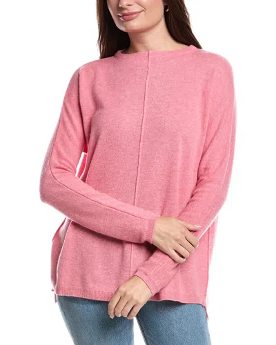 Forte Cashmere Seamed Easy Funnel Neck Cashmere Sweater In Pink
