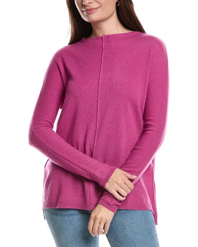 Forte Cashmere Seamed Easy Funnel Neck Cashmere Sweater In Purple