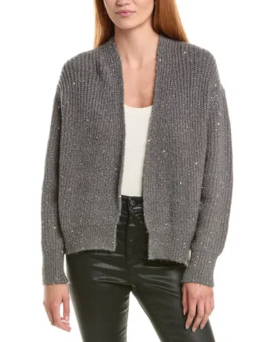 Forte Cashmere Sequin Mohair-blend Cardigan In Gray