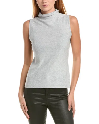 Forte Cashmere Sequin Sleeveless Funnel Neck Cashmere-blend Sweater In Gray