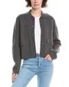 Forte Cashmere Short Doubleknit Cashmere Shacket In Gray