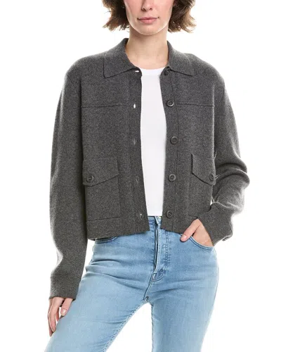 Forte Cashmere Short Doubleknit Cashmere Shacket In Gray