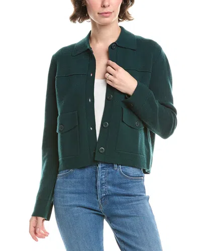 Forte Cashmere Short Doubleknit Cashmere Shacket In Green