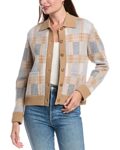 Forte Cashmere Short Plaid Wool & Cashmere-blend Shacket In Brown
