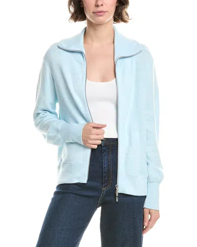 Forte Cashmere Short Zip Collared Cashmere-blend Cardigan In Multi