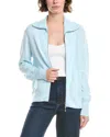 Forte Cashmere Short Zip Collared Cashmere-blend Cardigan In Blue