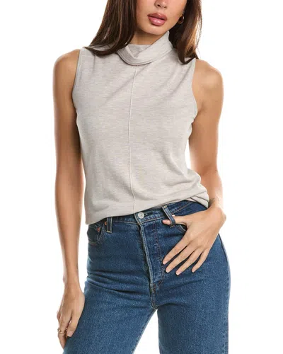Forte Cashmere Sleeveless Seamed Funnel Silk & Cashmere-blend Sweater In Grey