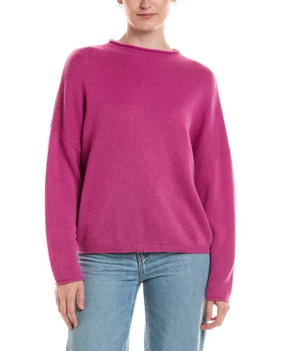Forte Cashmere Slouchy Roll Trim 100% Cashmere Pullover In Pink