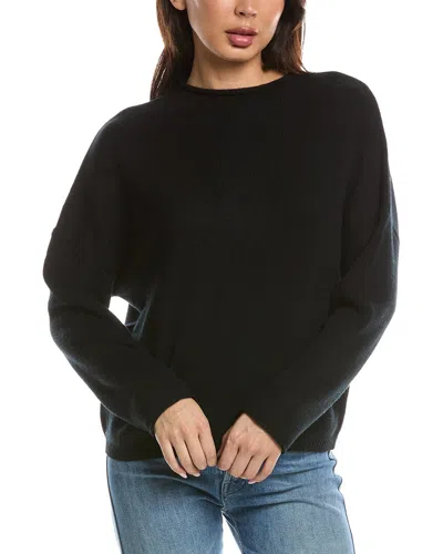 Forte Cashmere Slouchy Roll Trim Cashmere Pullover In Black