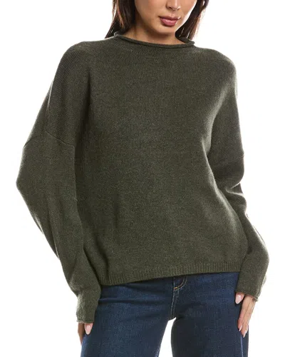 Forte Cashmere Slouchy Roll Trim Cashmere Pullover In Green