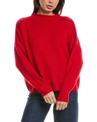 Forte Cashmere Slouchy Roll Trim Cashmere Pullover In Red