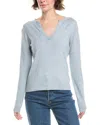 Forte Cashmere Split Neck Cashmere-blend Sweater In Blue