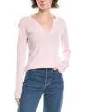 Forte Cashmere Split Neck Cashmere-blend Sweater In Pink
