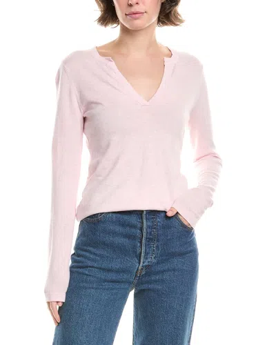 Forte Cashmere Split Neck Cashmere-blend Sweater In Pink