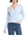 Forte Cashmere Split Neck Cashmere-blend Sweater In Blue