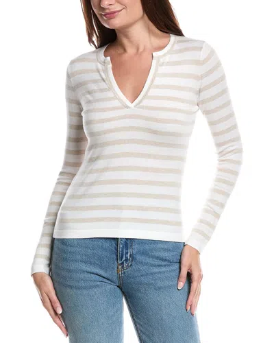 Forte Cashmere Split Neck Cashmere-blend Sweater In White