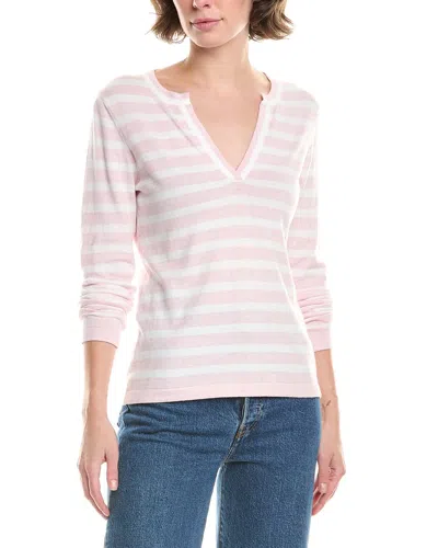 Forte Cashmere Split Neck Cashmere-blend Sweater In Neutral
