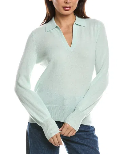 Forte Cashmere Split Neck Cashmere Polo Sweater In Blue