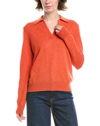 Forte Cashmere Split Neck Cashmere Polo Sweater In Red