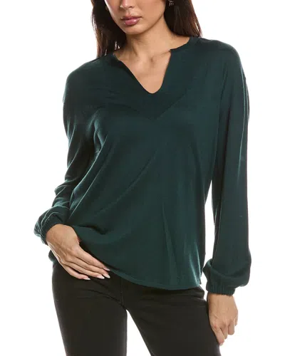 Forte Cashmere Split Neck Silk & Cashmere-blend Sweater In Black