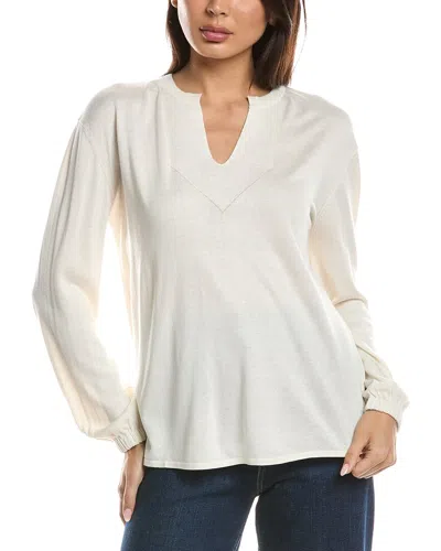 Forte Cashmere Split Neck Silk & Cashmere-blend Sweater In Neutral