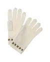 Forte Cashmere Square Metallic Studded Trim Cashmere Gloves