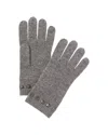 Forte Cashmere Square Metallic Studded Trim Cashmere Gloves In Beige