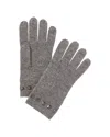 Forte Cashmere Square Metallic Studded Trim Cashmere Gloves In Grey