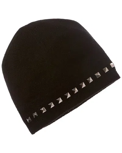FORTE FORTE CASHMERE SQUARE METALLIC STUDDED TRIM CASHMERE HAT