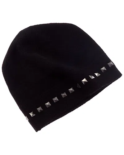 FORTE CASHMERE SQUARE METALLIC STUDDED TRIM CASHMERE HAT