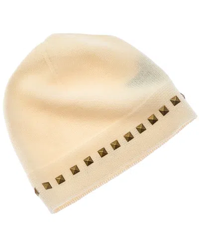 FORTE CASHMERE SQUARE METALLIC STUDDED TRIM CASHMERE HAT