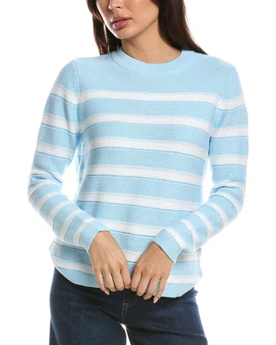 Forte Cashmere Stripe Crewneck Sweater In Blue