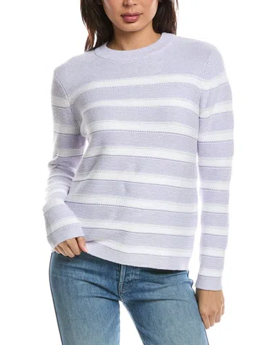 Forte Cashmere Stripe Crewneck Sweater In Purple