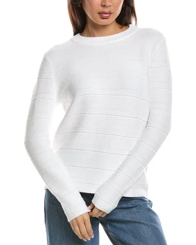 Forte Cashmere Stripe Knit Sweater In White